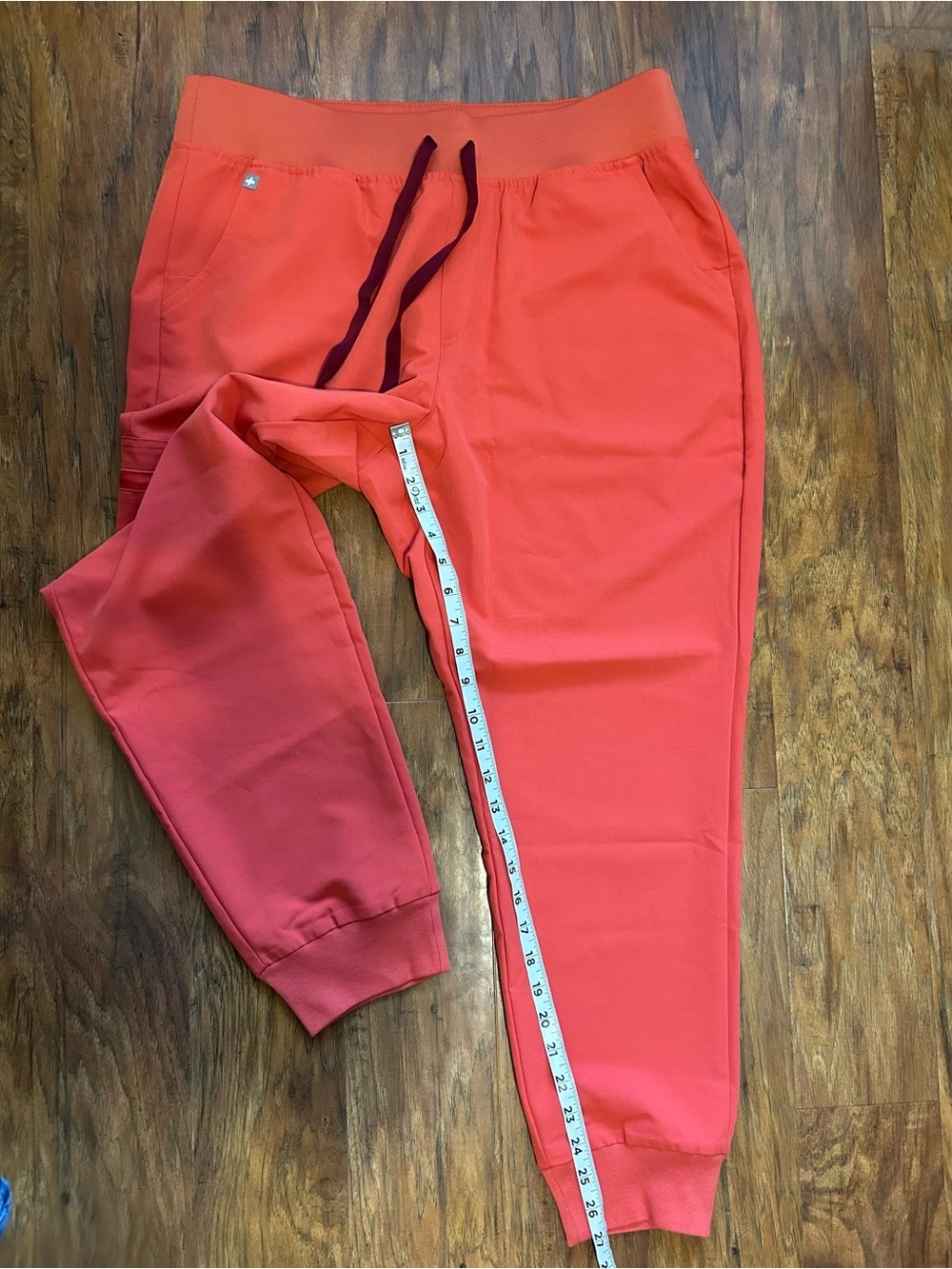High Wasted Coral Drawstring Jogger Scrub Pants with Contrast Tie NWT FIGS - Picture 9 of 12